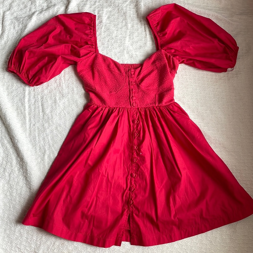 Maeve Puff-Sleeved Sweetheart Mini Dress